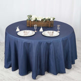 120" Premium Dark Blue Faux Denim Polyester Round Tablecloth