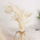 50 Pack | 15inch Natural White Rabbit Tail Dried Pampas Grass Stem Bouquets