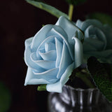 24 Roses | 2inch Dusty Blue Artificial Foam Flowers With Stem Wire and Leaves