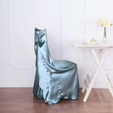 Dusty Blue Satin Self-Tie Universal Chair Cover, Folding, Dining, Banquet and Standard