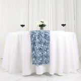 RUN_01_08614"x108" Dusty Blue Grandiose 3D Rosette Satin Table Runner