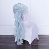 1 Set Dusty Blue Chiffon Hoods With Ruffles Willow Chiffon Chair Sashes