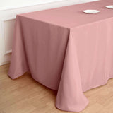 90"x132" Dusty Rose Polyester Rectangular Tablecloth