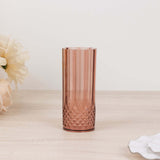 6 Pack 14oz Dusty Rose Crystal Cut Reusable Plastic Cocktail Tumbler Cups