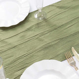 12x108inch Dusty Sage Green Accordion Crinkle Taffeta Linen Table Runner