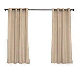 2 Pack | Handmade Beige Faux Linen Curtains 52x64inch Curtain Panels With Chrome Grommets