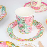 24 Pack | Vintage Mixed Floral Disposable Tea Cup And Saucer Set