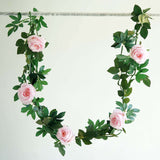 6ft | Blush/Rose Gold Real Touch Artificial Rose & Leaf Flower Garland Vine