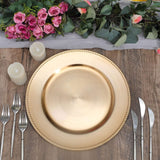 6 Pack 13inch Beaded Gold Acrylic Charger Plate, Plastic Round Dinner Charger Event Tabletop