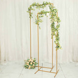 5.5ft Gold Metal Frame Wedding Arch, Rectangular Backdrop Stand, Floral Display Frame