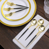 24 Pack | 6inch Gold / Black Premium Disposable Fork / Spoon Silverware Set