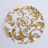 10 Pack Metallic Gold Sheer Organza Dining Table Mats with Swirl Foil Floral Design