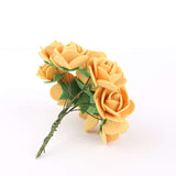 48 Roses | 1Inch Gold Real Touch Artificial DIY Foam Rose Flowers With Stem, Craft Rose Buds