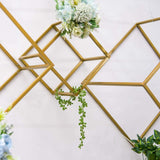 2 Pack | 8inch Square Gold Metal Frame Wedding Flower Stands, Geometric Centerpieces