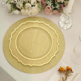 20 Pack | 13inch Gold Glitter Round Disposable Dining Placemats, Decorative Paper Table Mats