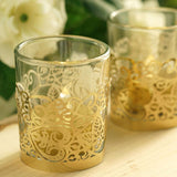 20 Pack | Gold Foil Paper Floral Lace Candle Holder Wraps, Votive Tealight Decorative Wraps