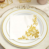 20 Pack | 3 Ply Metallic Gold Intricate Design Paper Dinner Napkins | Wedding Cocktail Napkins