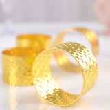 4 Pack | Shiny Gold Basket Weave Napkin Rings, Metallic Napkin Holders