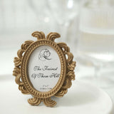 4 Pack | Gold Resin 4" Decorative Baroque Oval Party Favors Picture Frame, Beaded Place Card Holders