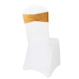 5 Pack Gold Premium Crushed Velvet Ruffle Chair Sash Bands, Decorative Wedding Chair Sashes