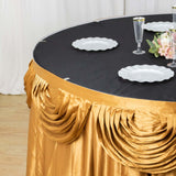 14ft Gold Pleated Satin Double Drape Table Skirt