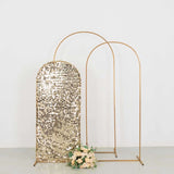 5ft Sparkly Champagne Big Payette Sequin Fitted Wedding Arch Cover for Round Top Chiara Backdrop