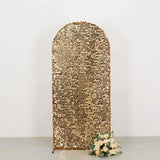 6ft Sparkly Gold Big Payette Sequin Fitted Wedding Arch Cover for Round Top Chiara Backdrop