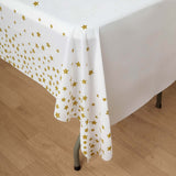 5 Pack White Rectangle Plastic Table Covers with Gold Stars