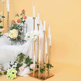 42inches Gold 8 Arm Cluster Taper Candle Holder With Clear Glass Shades, Large Candle Arrangement