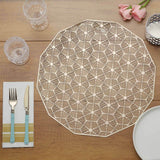 6 Pack Gold Vinyl Placemats, Geometric Woven Non-Slip Dining Table Mats 15"