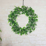 2 Pack | 22inch White/Green Artificial Lifelike Boxwood Fern Mix Spring Wreaths