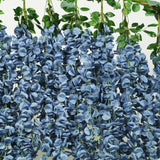 42inch Silk Hanging Wisteria Flower Garland Vines in Dusty Blue, Elaborated 5 Full Strands