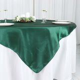 60x60inch Hunter Emerald Green Seamless Square Satin Tablecloth Overlay