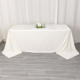 90x132inch Ivory Premium Scuba Rectangular Tablecloth, Wrinkle Free Polyester Seamless