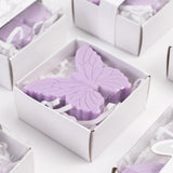 10 Pack Lavender Butterfly Unscented Soap Baby Shower Favors with Gift Boxes, Pre-Packed Bridal