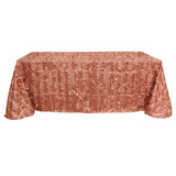 Terracotta (Rust) 3D Leaf Petal Taffeta Fabric Seamless Rectangle Tablecloth - 90x132inch