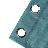 2 Pack | Handmade Blue Faux Linen Curtains 52inch x 108inch Curtain Panels With Chrome Grommets