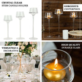 Set of 3 | Long-Stem Clear Glass Tealight Disc Candle Holders