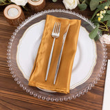 5 Pack Gold Striped Satin Linen Napkins, Wrinkle-Free Reusable Wedding Napkins