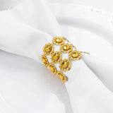 10 Pack Gold Sunflower Diamond Rhinestones Napkin Holders With Velcro, Elegant Wedding Napkin Rings