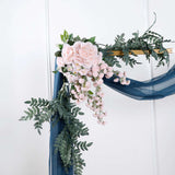 18ft | Navy Blue Wedding Arch Drapery Fabric Window Scarf Valance, Sheer Organza Linen