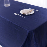 90x156Inch Navy Blue Accordion Crinkle Taffeta Rectangular Tablecloth