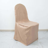 Nude Polyester Banquet Chair Cover, Reusable Stain Resistant Slip On Chair Cover