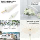 4 Pack | White 16inch Parasol Paper/Bamboo Umbrellas Wedding Party Favors