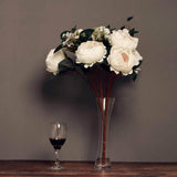 2 Bush | Ivory Artificial Silk Peony, Rose and Hydrangea Flower Bouquet