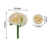 2 Bushes | Pink Artificial Silk Rose & Hydrangea Flower Bouquets