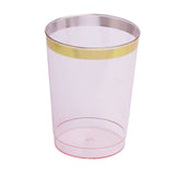 25 Pack 10oz Blush Crystal Plastic Party Cups With Gold Rim, Disposable Drink Tumbler#whtbkgd