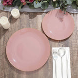 10 Pack | 8inch Glossy Dusty Rose Round Plastic Salad Plates With Gold Rim