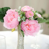 12inch Pink Artificial Silk Peonies Bouquet, Faux Peony Spray Bush