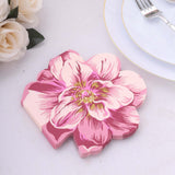 20 Pack Pink Peony Flower Shaped 2-Ply Paper Beverage Napkins For Wedding Shower